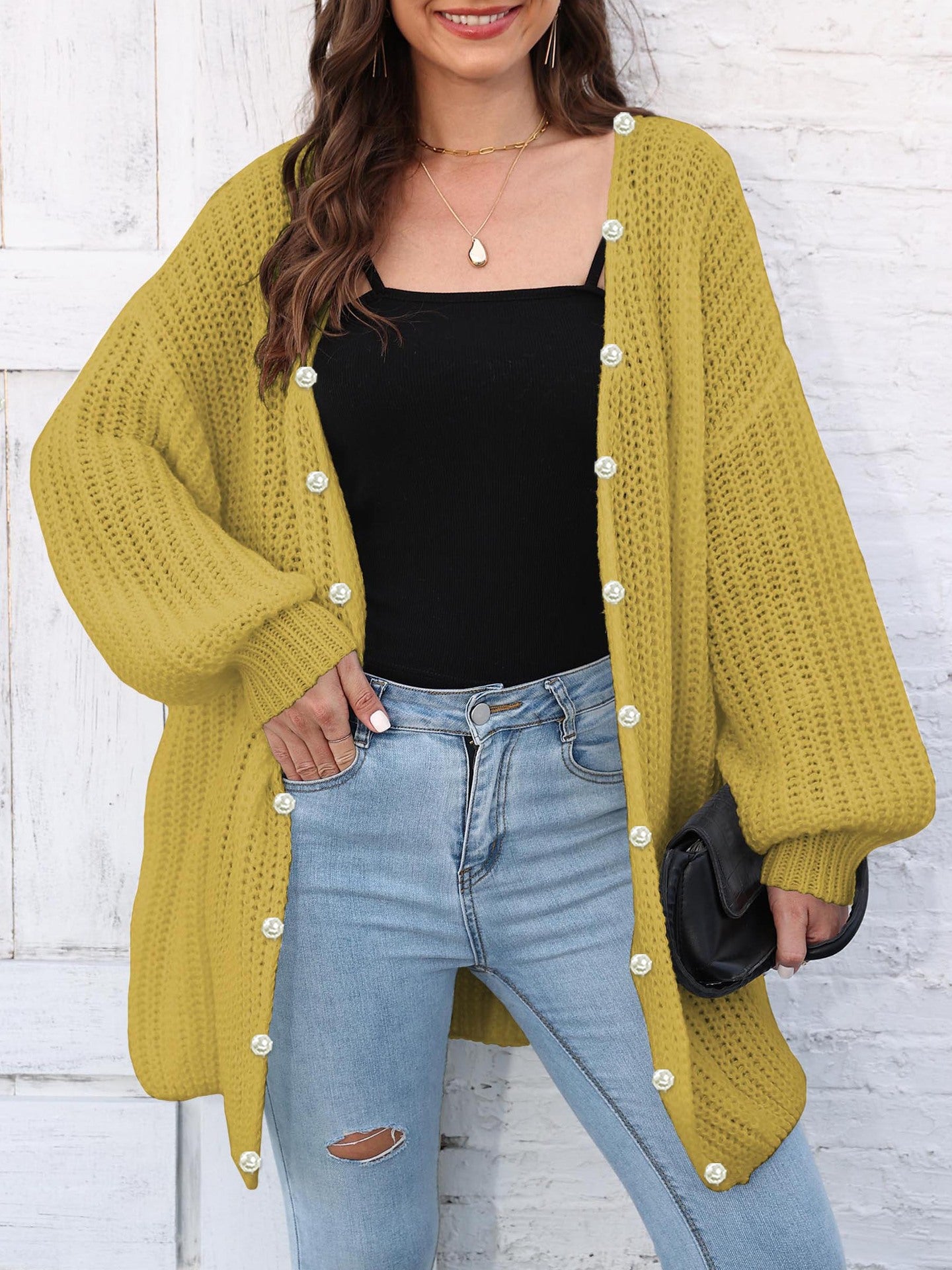 Open Front Long Sleeve Cardigan