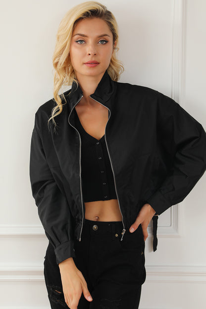 Black Solid Full Zipped Jacket